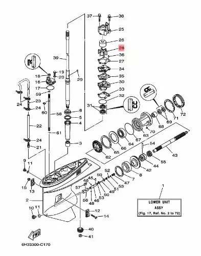Siipipyörä Yamaha 60F 70B 75A 75B 80A 85A 90A - Yamaha siipipyörät - 6039 - 2