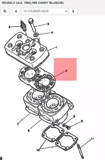 Sylinterikannen Tiiviste/Gasket Cylinder Hed 1 Yamaha Moto RD350 - Yamaha Moto - 25099 - 2