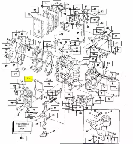 Tiiviste Bypass Cover 20-35hv Evinrude/Johnson 0319661 - Perämoottorin tarvikeosat - 43929 - 2