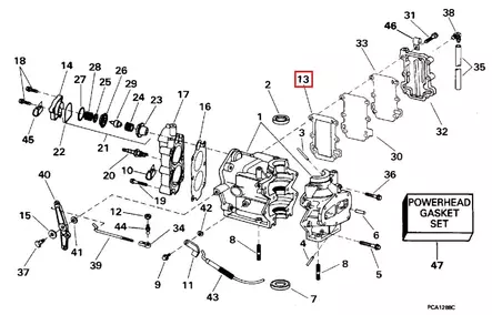 Tiiviste/Gasket Cover Inner Exhaust Evinrude/Johnson 5-8hv - Evinrude/Johnson osat perämoottoreille - 51019 - 1
