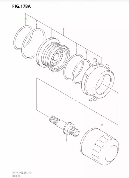 Tiiviste/Gasket Oil Cooler Suzuki DF140 - Suzuki osat perämoottorille - 38209 - 2