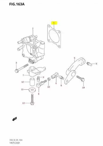 Tiiviste Imusarja/Gasket Throttle Body Suzuki DF40 DF50 - Suzuki osat perämoottorille - 42989 - 2