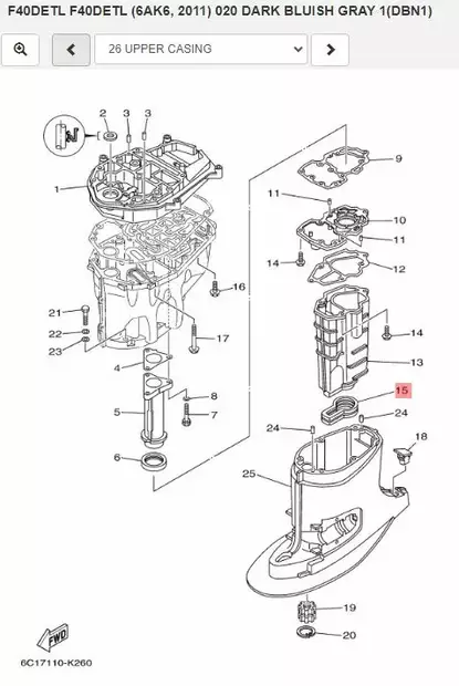 Tiiviste Pakoputki/Gasket Muffler Yamaha F40-F70 - Yamaha muut - 22109 - 2