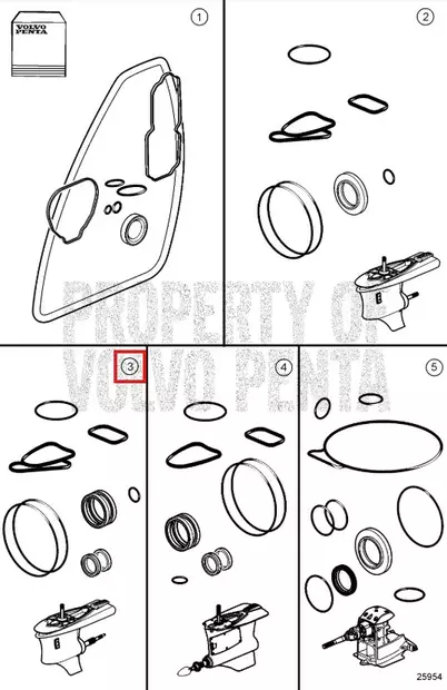 Tiivistesarja/Gasket Kit Volvo Penta DPS-A/B SX-A SX-D Alapää - Varaosat ja lisävarusteet - 52629 - 1