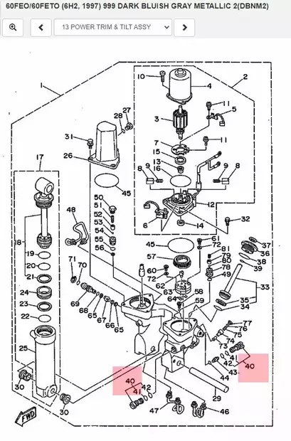 Venttiili/Valve Sub Assy Power Trim Yamaha 50G 60F 70B - Yamaha muut - 31429 - 2