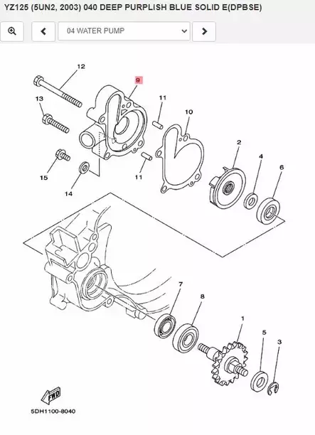 Vesipumpun Kansi/Cover Housing Yamaha Moto YZ125 YZ125F/G/H - Yamaha Moto - 32279 - 2