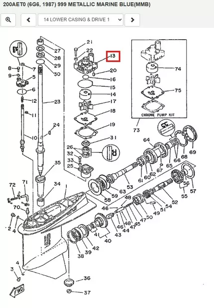 Vesipumpun Kotelo/Housing Water Pump Yamaha 100-250hv - Varaosat ja lisävarusteet - 50949 - 1