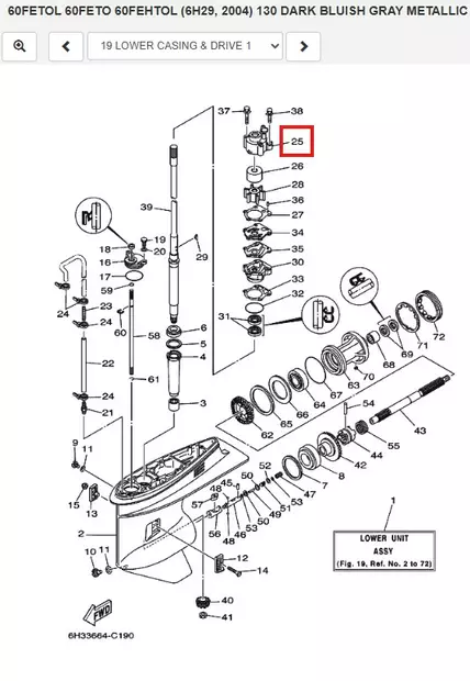 Vesipumpun Kotelo/Housing Water Pump Yamaha 60F-90A 2-T - Yamaha osat perämoottoreille - 51299 - 1