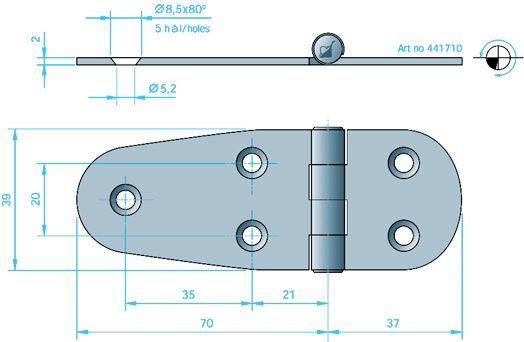 LUUKKUSARANA 81710 40MM KIILL. - Veneen lukot ja saranat - M9516003039 - 1