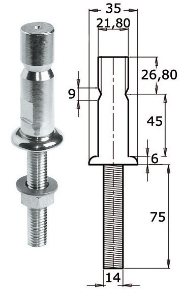 Osculati keulakaiden kiinnike 25 x 1,5 mm - Kaide- ja kuomuhelat - D124889 - 1