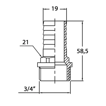 LETKURUUVIKE 3/4''x 19MM CR MESSINKI - Veneen LVI - M9515010222B - 2