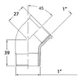 KULMAKAPPALE 45 1' CR MESSINKI - Veneen LVI - M9515010136B - 2