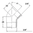 KULMAKAPPALE 45 3/8' CR MESSINKI - Veneen LVI - M9515010130B - 2