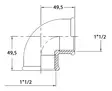 KULMAKAPPALE 90 1 1/2' CR MESSINKI - Veneen LVI - M9515010110B - 2
