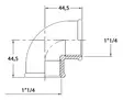 KULMAKAPPALE 90 1 1/4'' CR MESSINKI - Veneen LVI - M9515010108B - 2