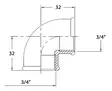 KULMAKAPPALE 90 3/4' CR MESSINKI - Veneen LVI - M9515010104B - 2