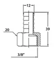 LETKULIITIN 3/8''x 12MM CR MESSINKI - Läpiviennit, letkuliitos ja sulkuhanat - M9515010192B - 2