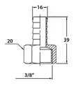 LETKULIITIN 3/8''x 16MM CR MESSINKI - Läpiviennit, letkuliitos ja sulkuhanat - M9515010196B - 2